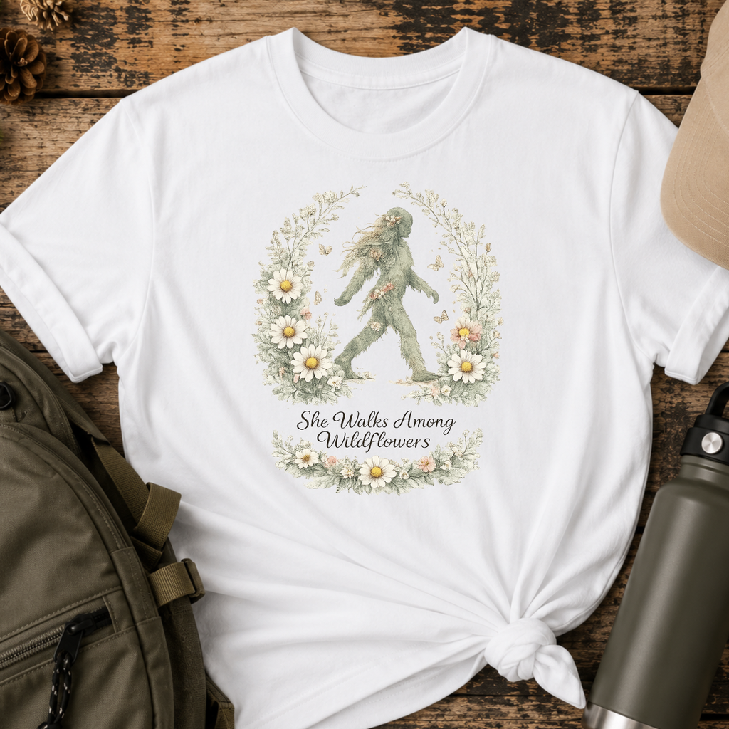 She Walks Among Wildflowers Cryptic T-Shirt