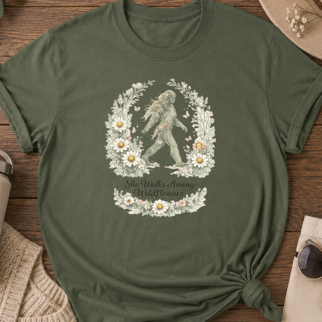 She Walks Among Wildflowers Cryptic T-Shirt