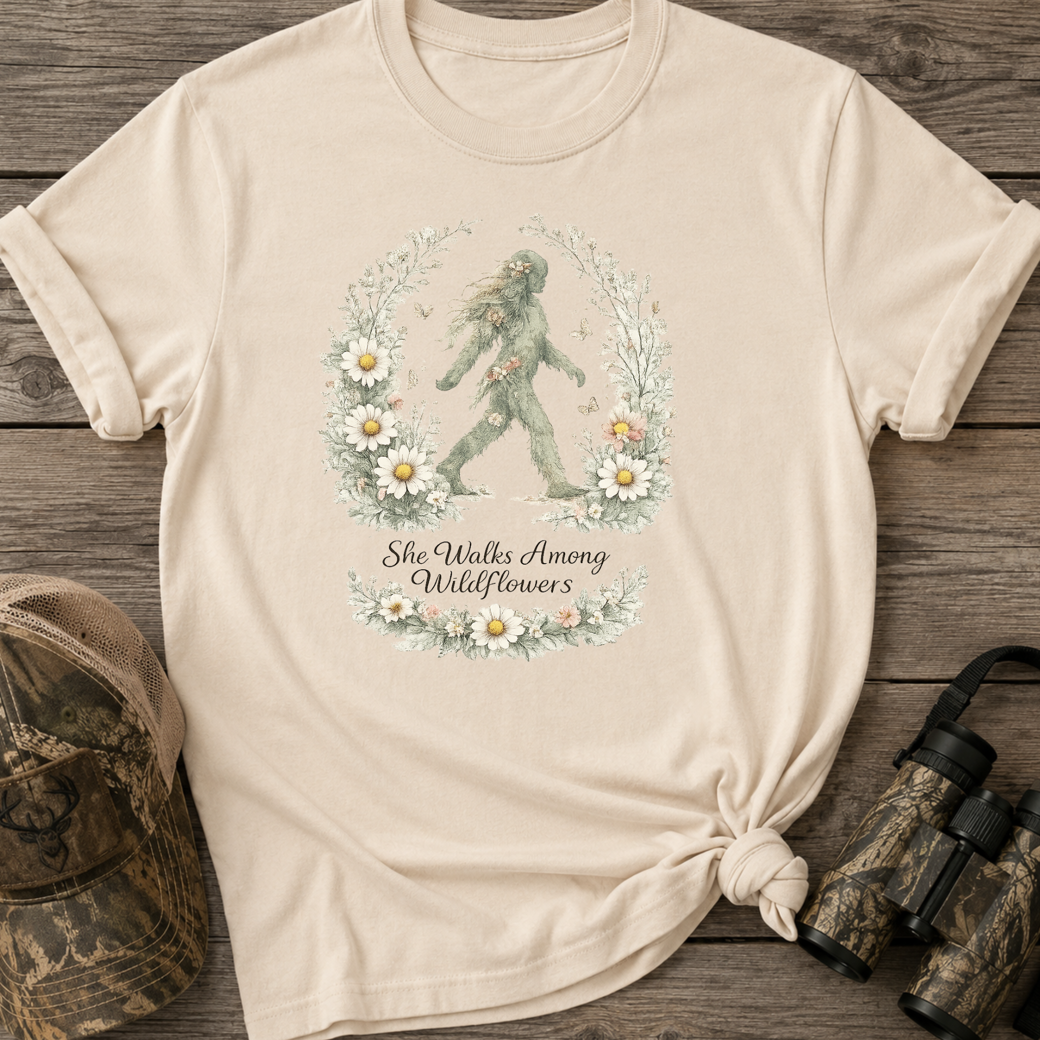 She Walks Among Wildflowers Cryptic T-Shirt