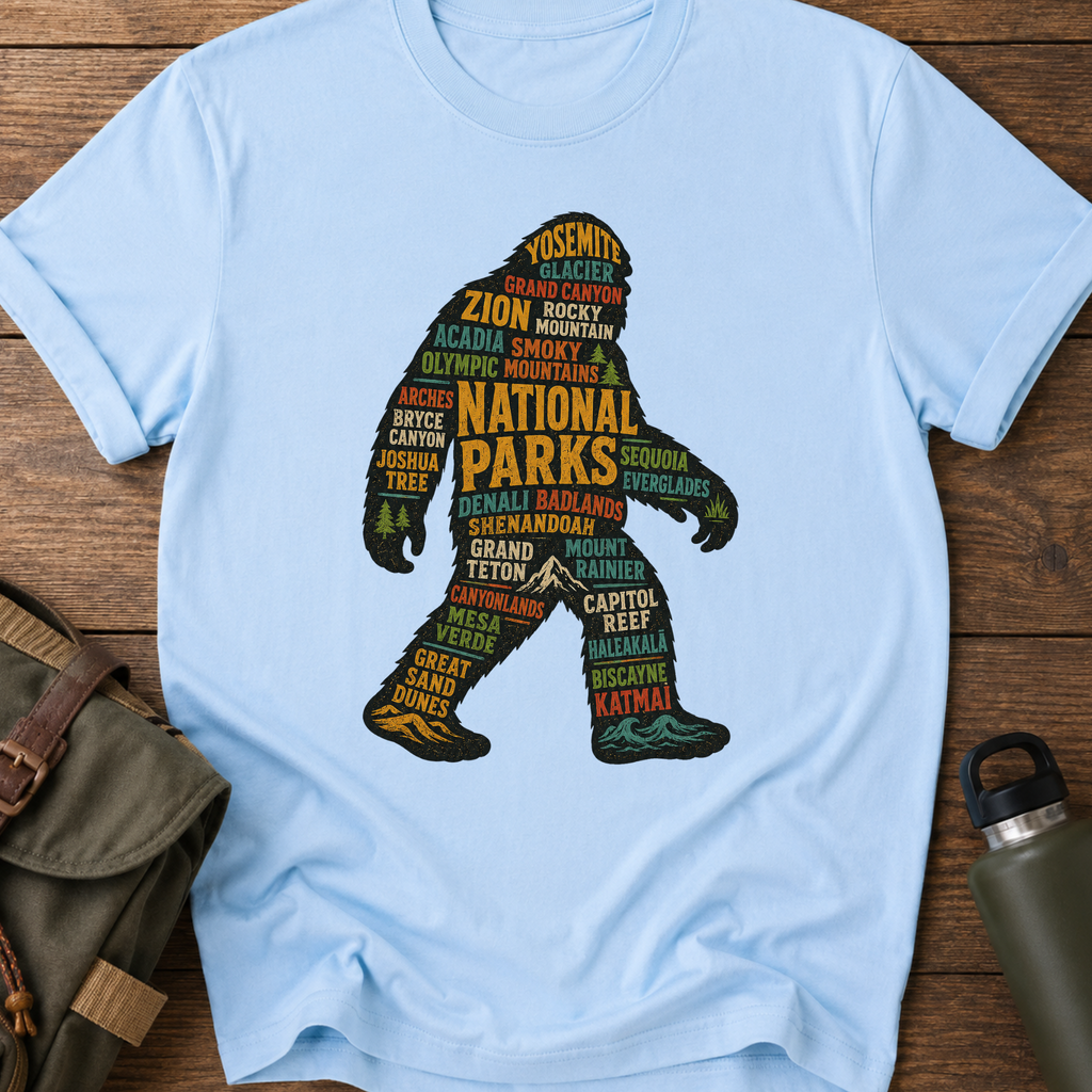 National Parks Bigfoot Word Art T-Shirt