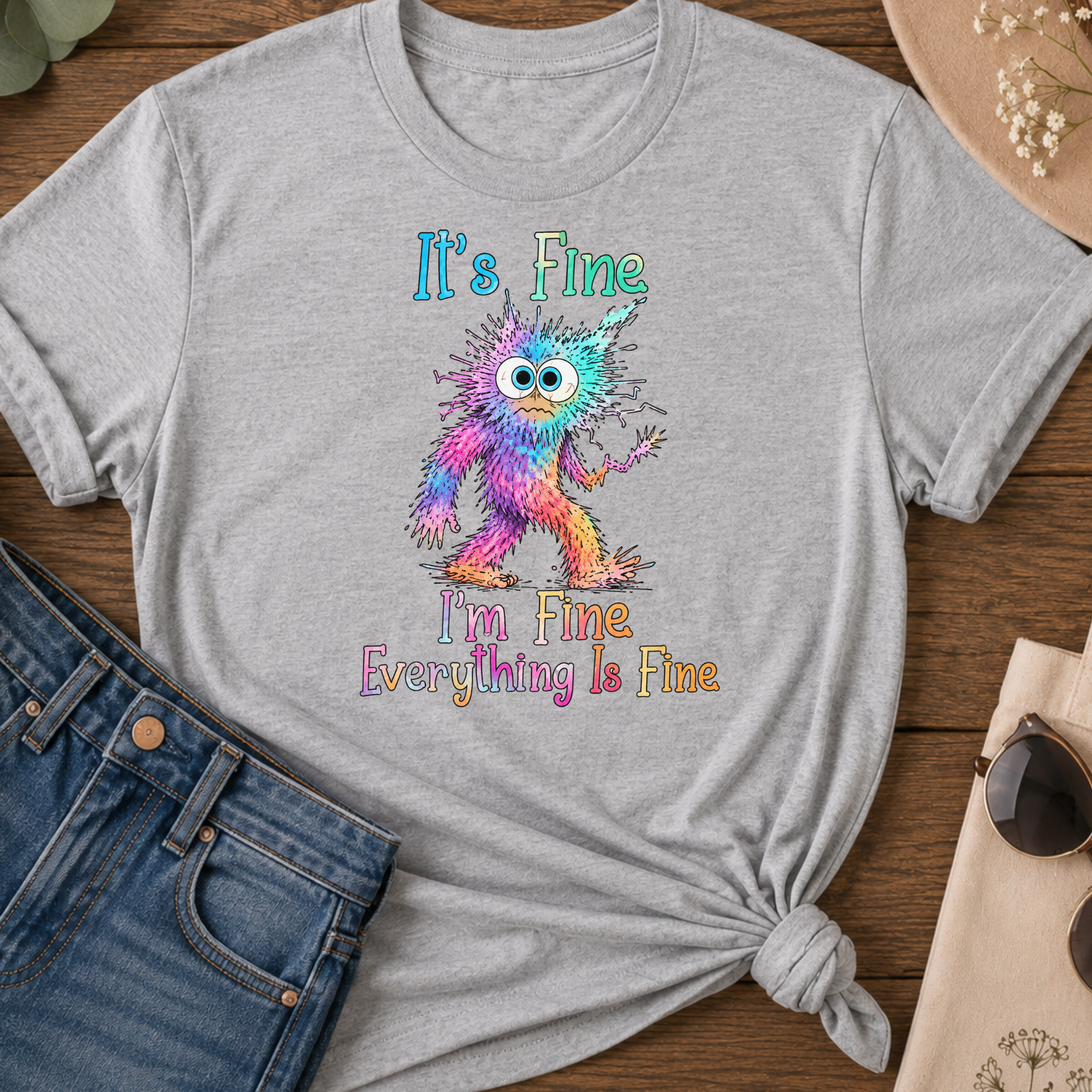 It's Fine Bigfoot Funny T-Shirt