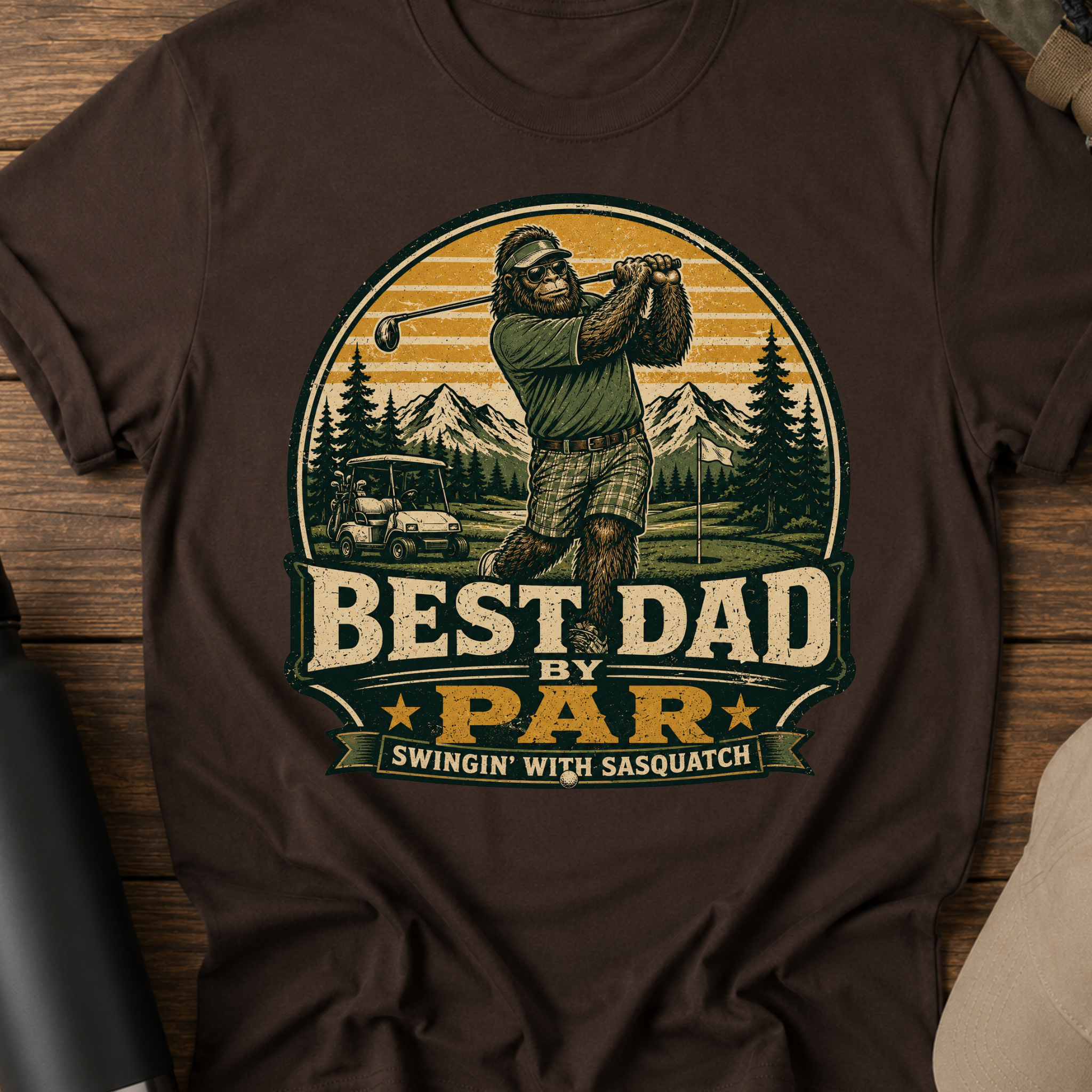 Golf Sasquatch T‑Shirt — Best Dad by Par