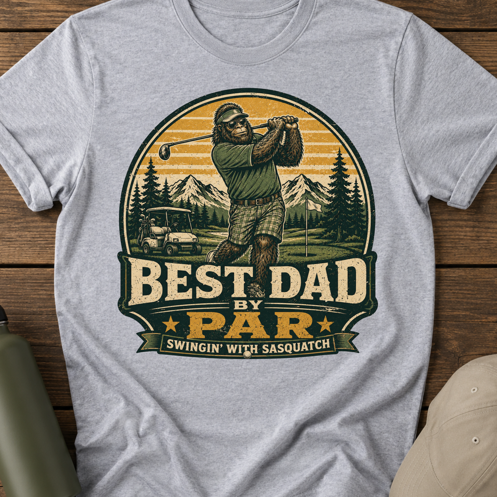 Golf Sasquatch T‑Shirt — Best Dad by Par