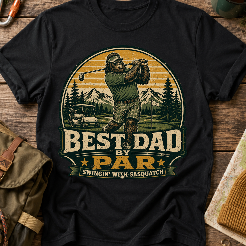 Golf Sasquatch T‑Shirt — Best Dad by Par