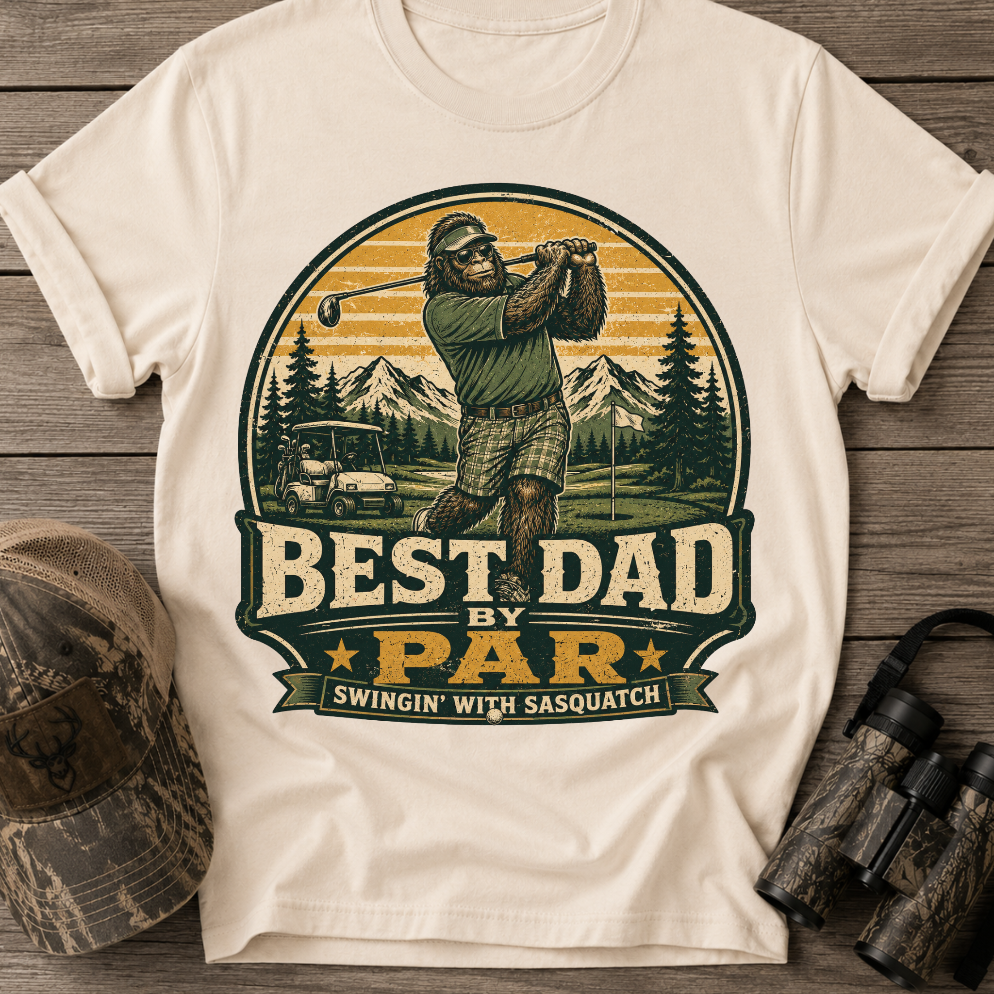 Golf Sasquatch T‑Shirt — Best Dad by Par