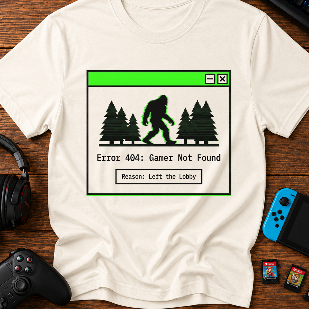 Error 404: Gamer Not Found Bigfoot T-Shirt