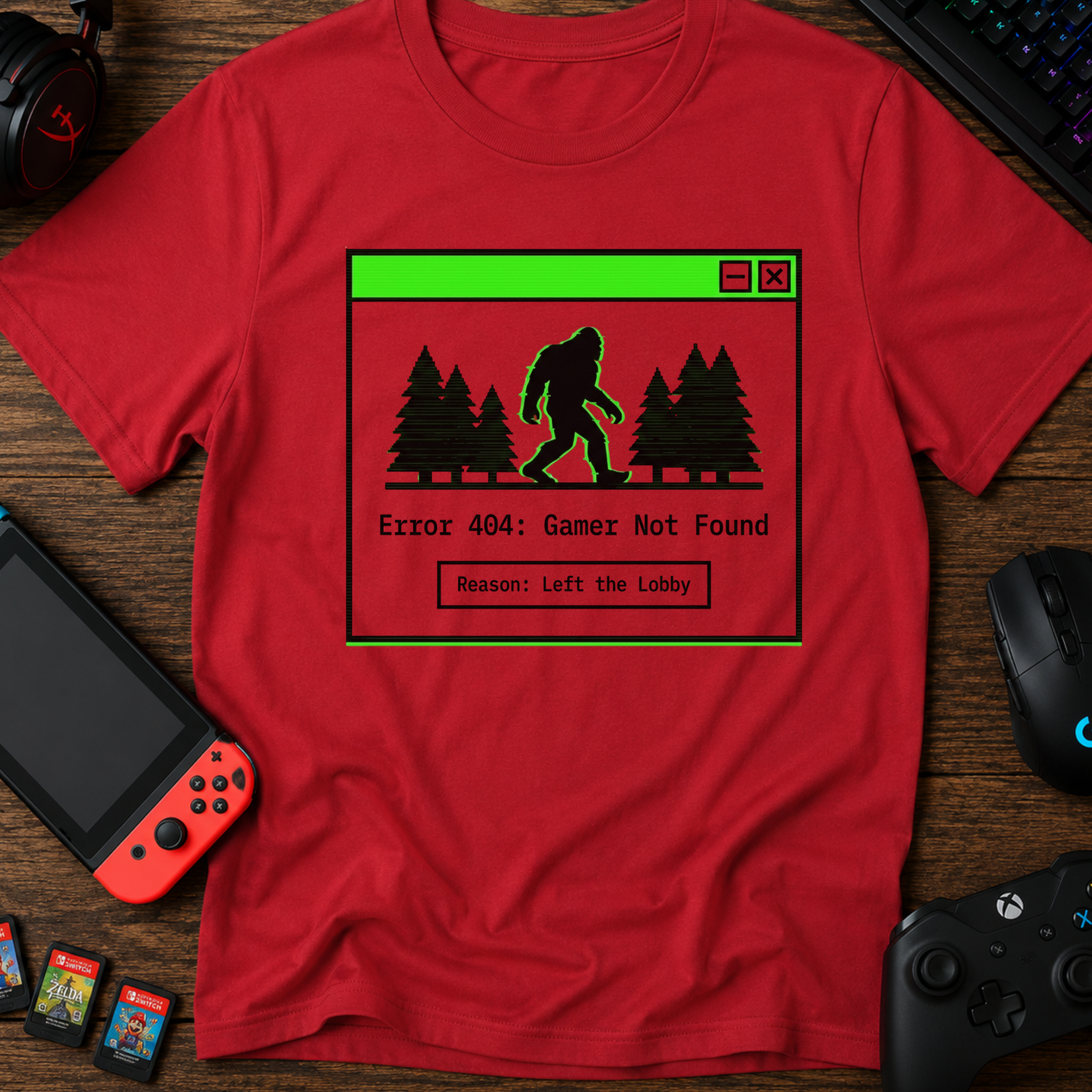 Error 404: Gamer Not Found Bigfoot T-Shirt