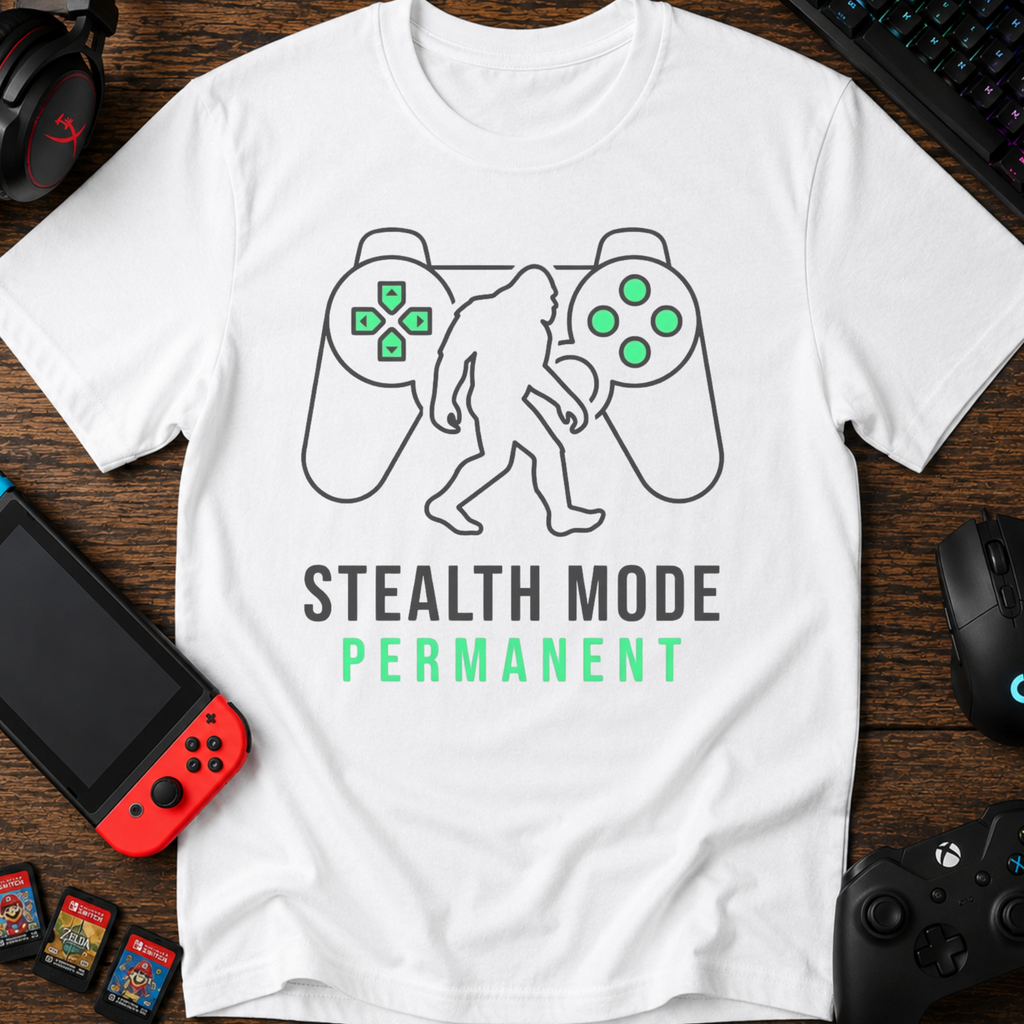 Bigfoot Gamer T-Shirt — "Stealth Mode Permanent"
