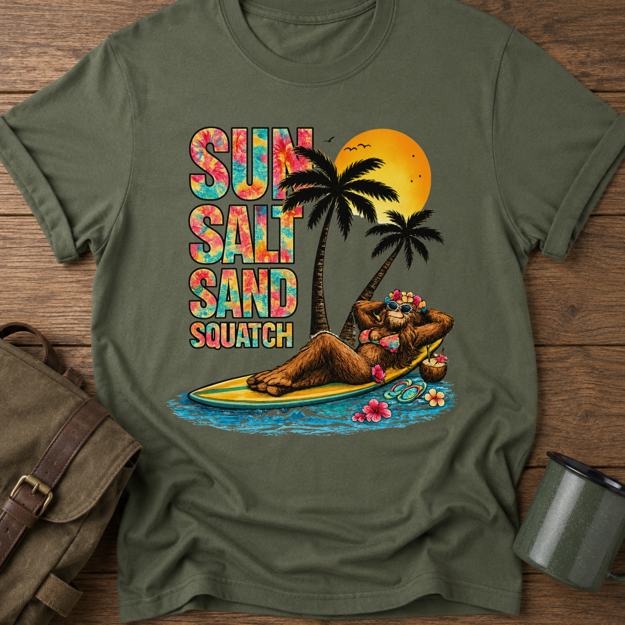 Sun Salt Sand Squatch funny T-Shirt