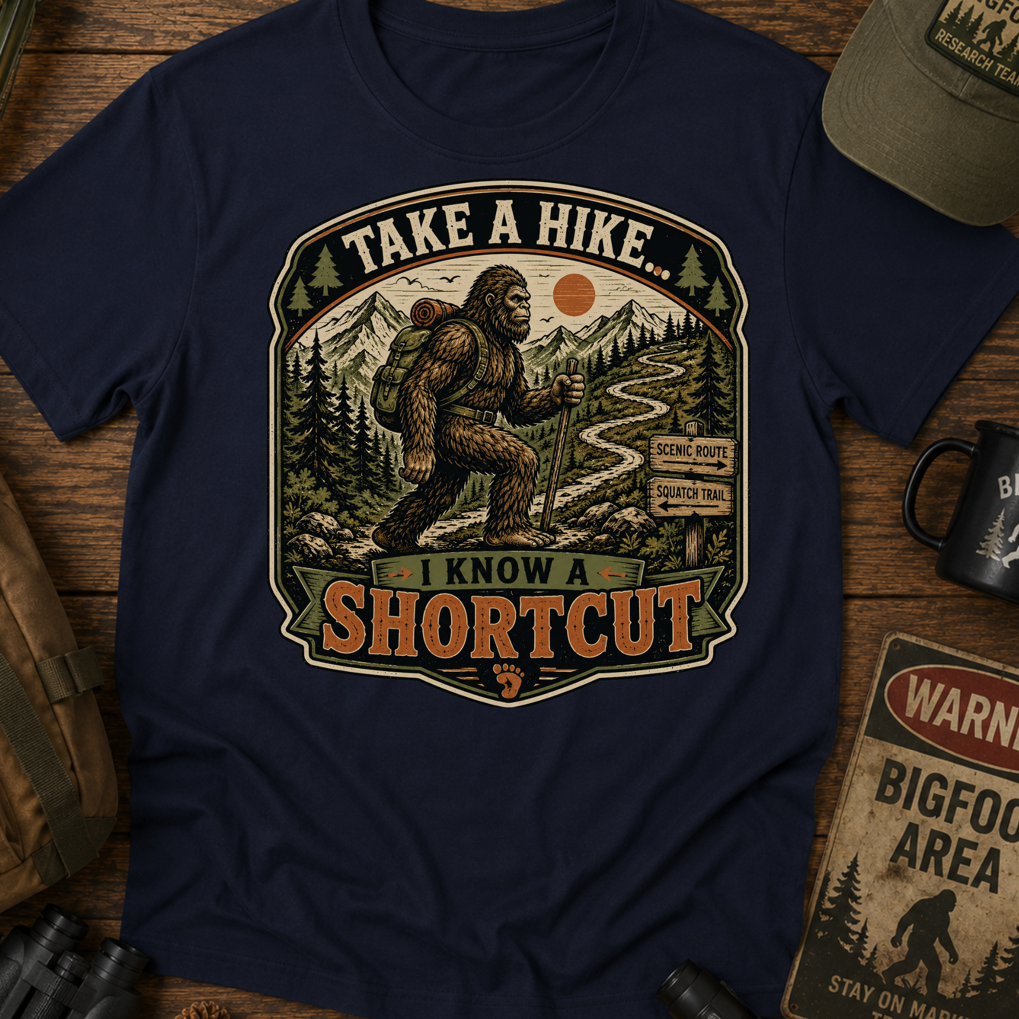 Take a Hike, I Know a Shortcut' Bigfoot T-Shirt
