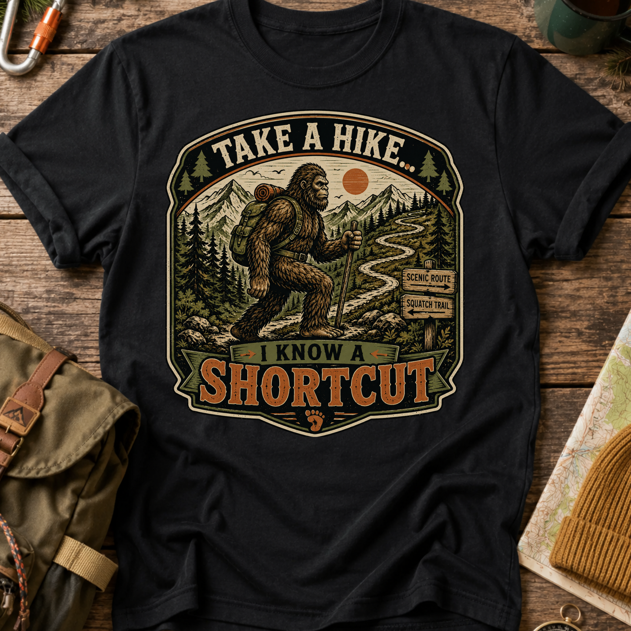 Take a Hike, I Know a Shortcut' Bigfoot T-Shirt