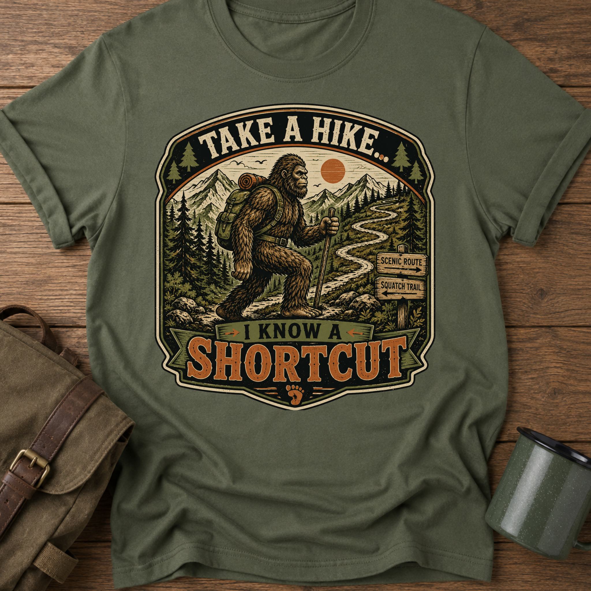 Take a Hike, I Know a Shortcut' Bigfoot T-Shirt