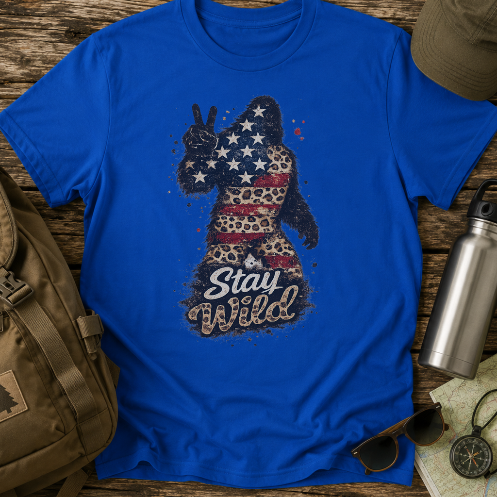Patriotic Sasquatch 'Stay Wild' Graphic T-Shirt