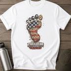 Freedom Leaves Its Tracks - Patriotic American Flag Bigfoot T‑Shirt