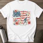 Watercolor American Flag Floral Bigfoot T-Shirt