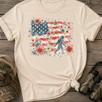 Watercolor American Flag Floral Bigfoot T-Shirt