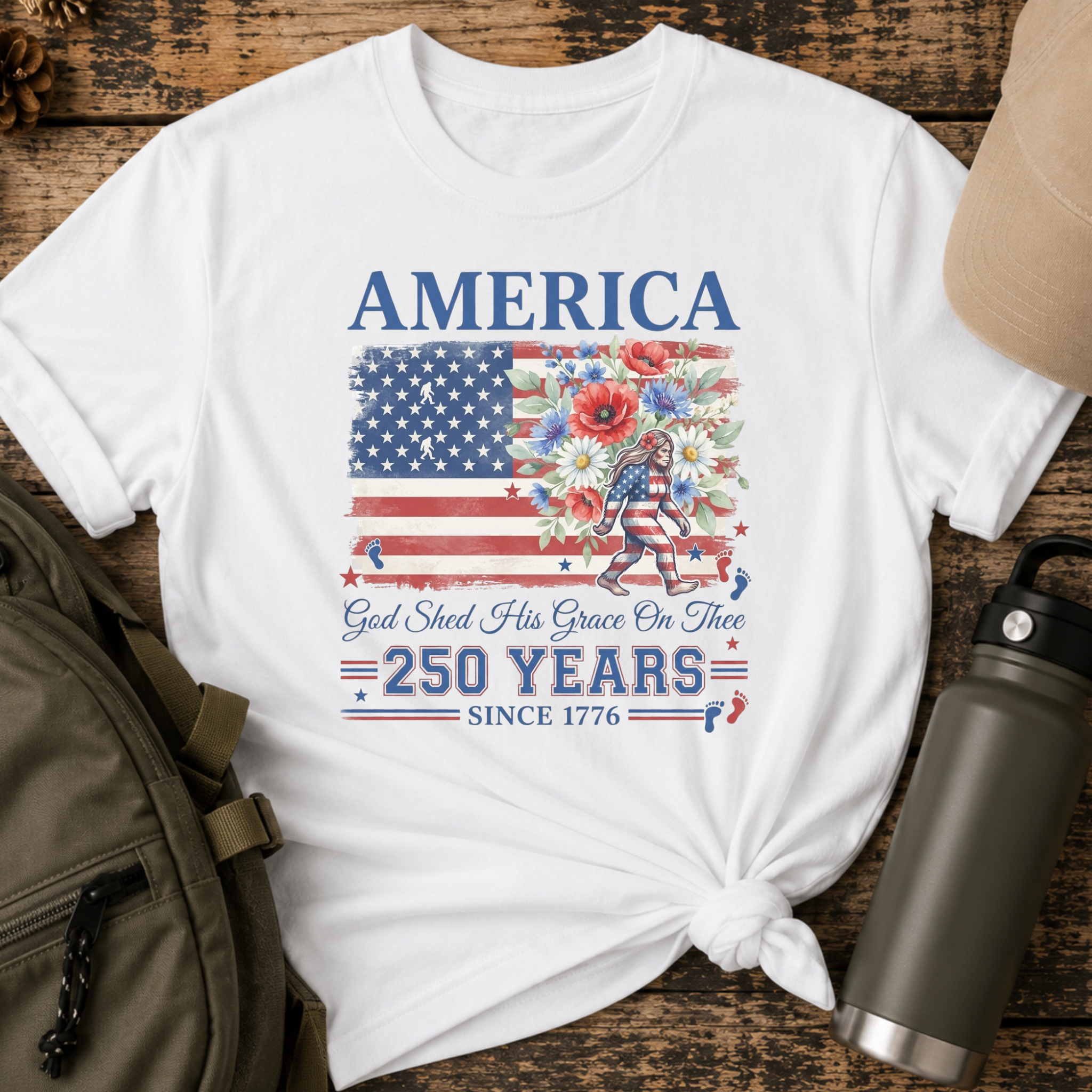 America 250 Years Floral Patriotic T-Shirt