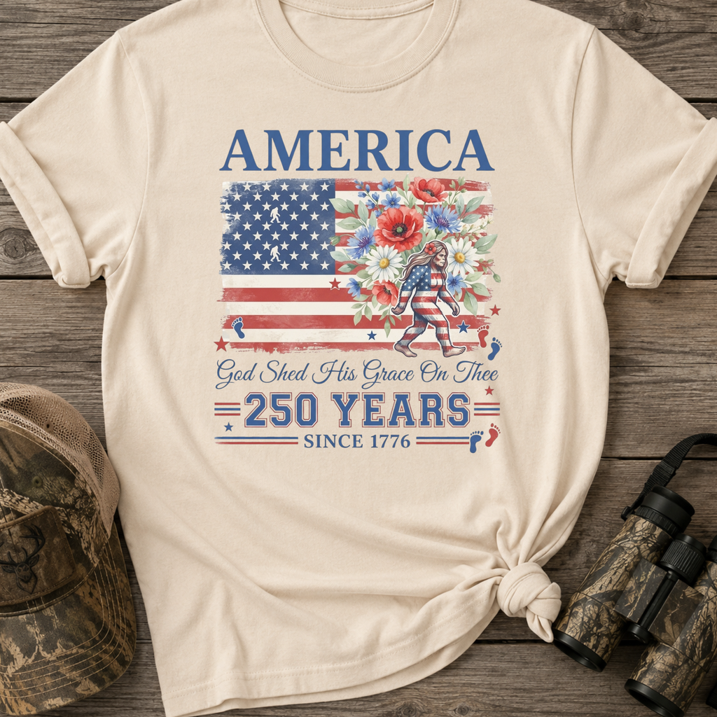 America 250 Years Floral Patriotic T-Shirt