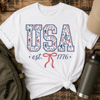 Floral & Bigfoot USA American Girl Patriotic T-Shirt