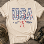 Floral & Bigfoot USA American Girl Patriotic T-Shirt