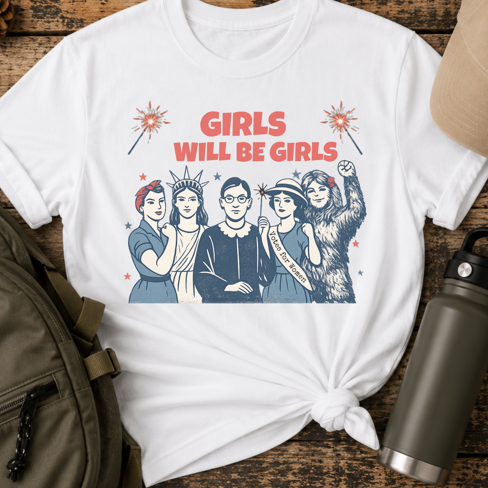 Girls Will Be Girls Votes For Women Patriotic T-Shirt