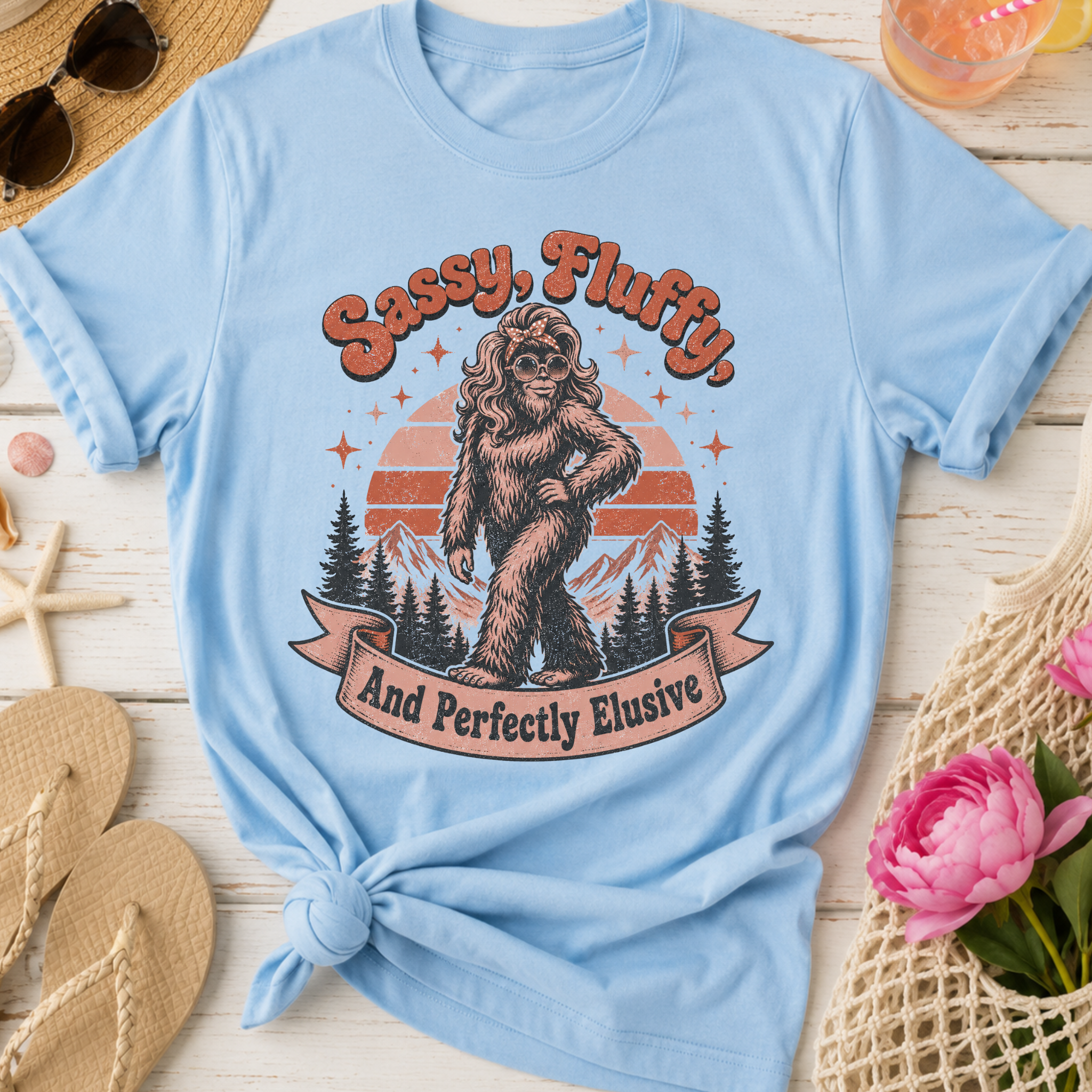 Sassy Fluffy Perfectly Elusive Retro Sasquatch T-Shirt
