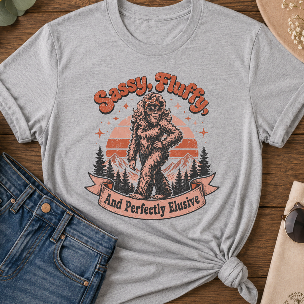 Sassy Fluffy Perfectly Elusive Retro Sasquatch T-Shirt