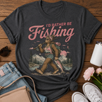 I'd Rather Be Fishing Female Sasquatch Vintage T-Shirt