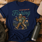 I'd Rather Be Fishing Male Sasquatch Funny T-Shirt