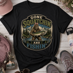 Gone Squatchin' and Fishin' Pink Bow T-Shirt