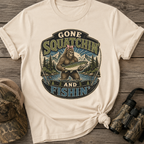 Gone Squatchin' and Fishin' Pink Bow T-Shirt