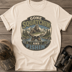 Gone Squatchin' and Fishin' Blue Green T-Shirt