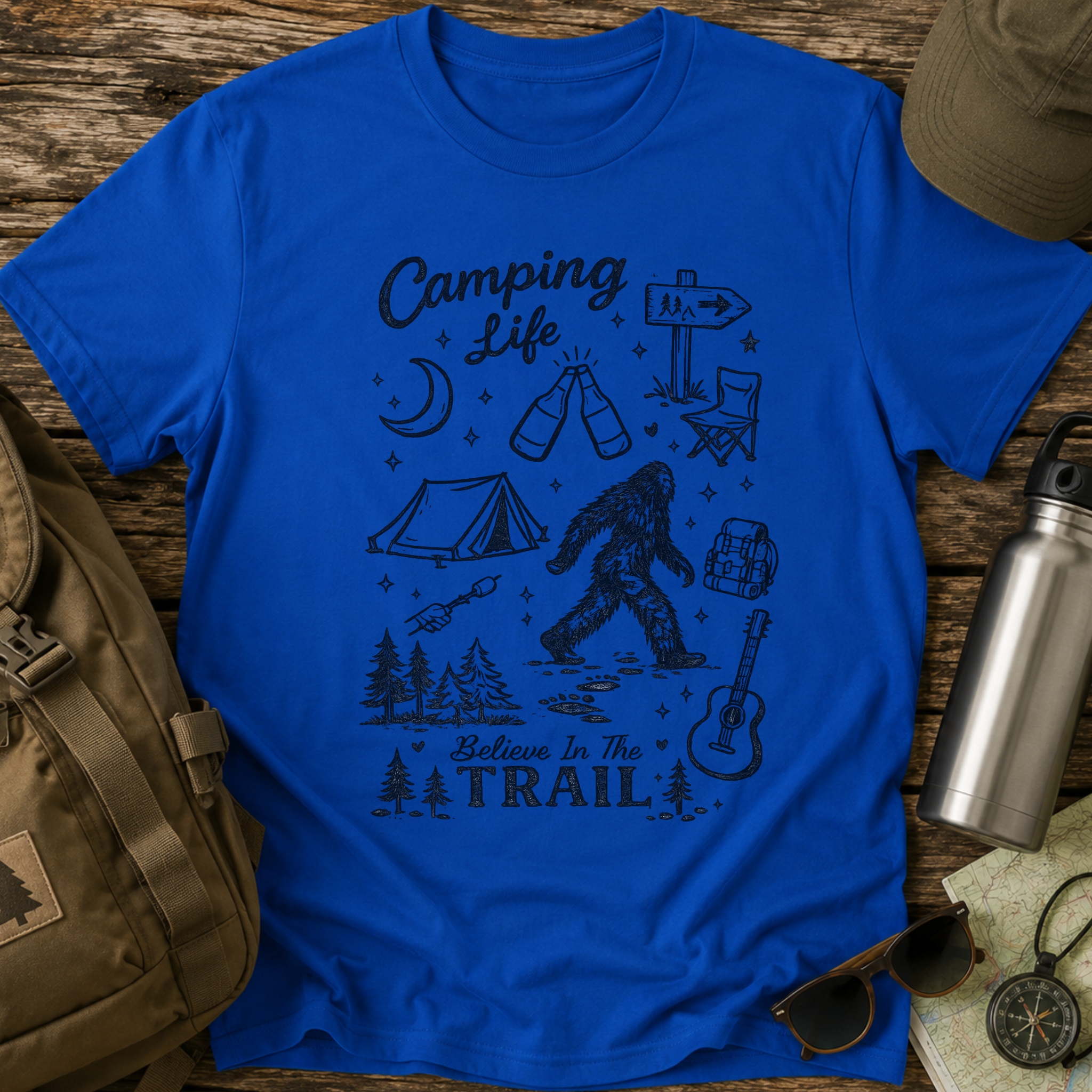 Camping Life Vintage Campfire & Sasquatch T-Shirt