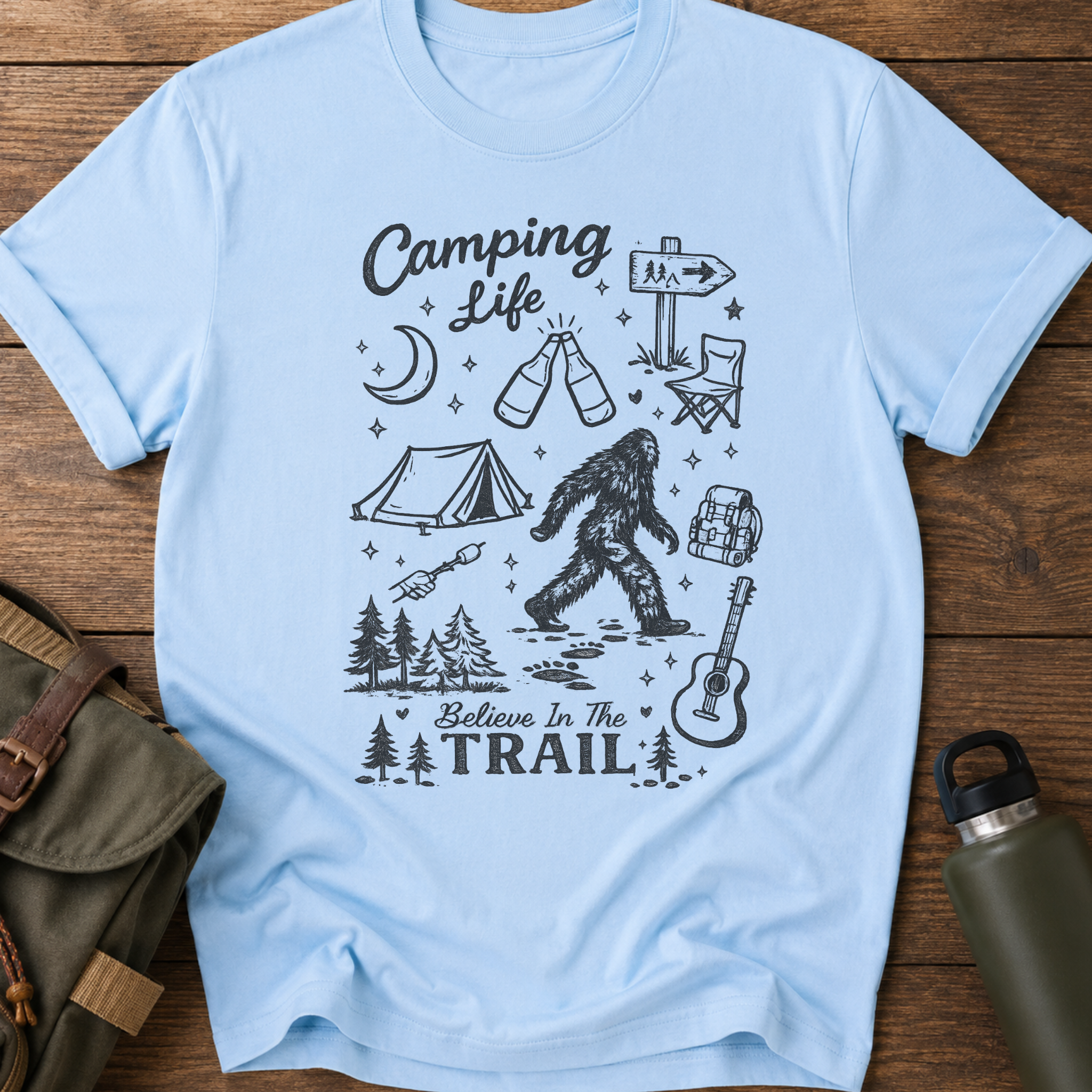 Camping Life Vintage Campfire & Sasquatch T-Shirt