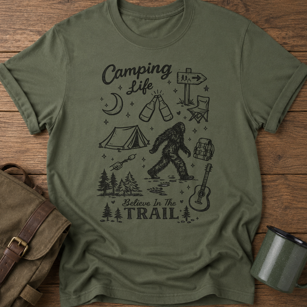 Camping Life Vintage Campfire & Sasquatch T-Shirt