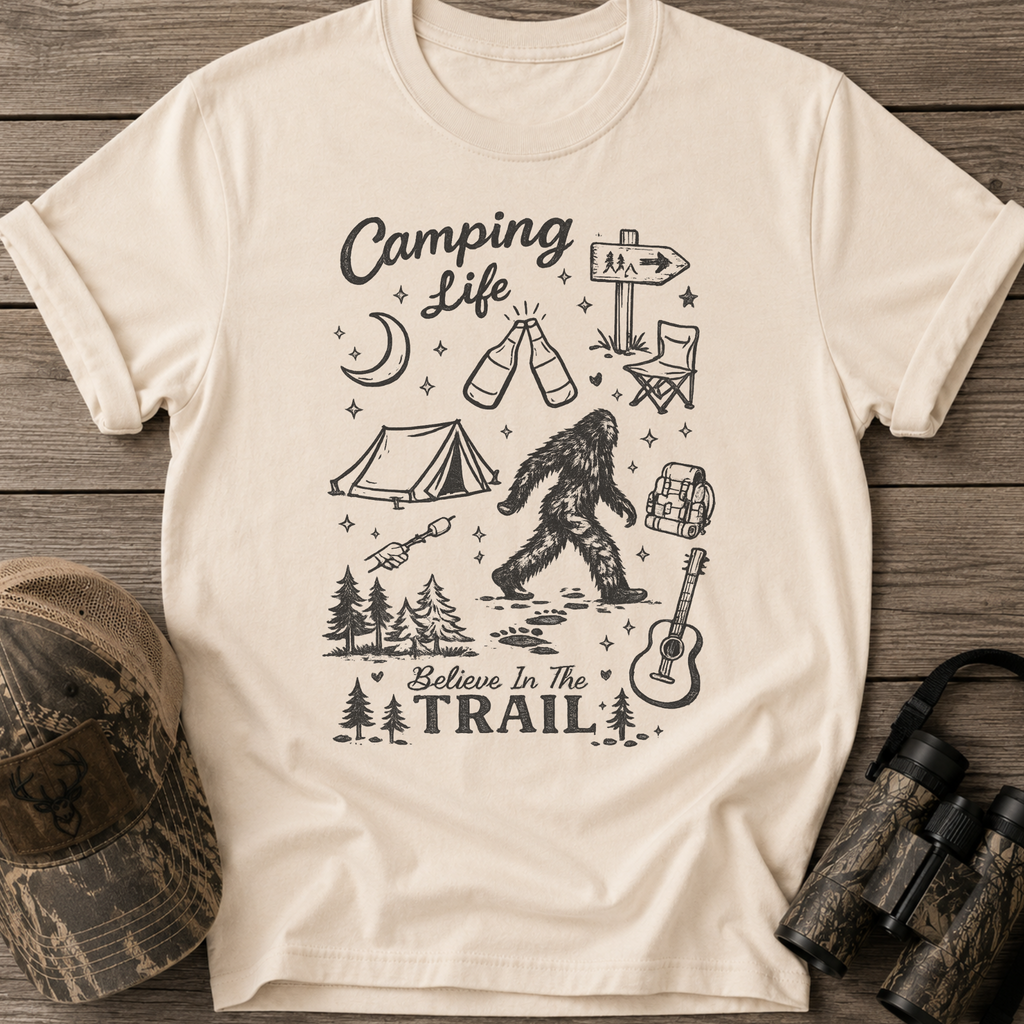 Camping Life Vintage Campfire & Sasquatch T-Shirt