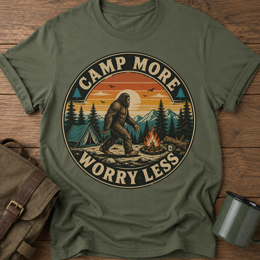 Camp More Worry Less Vintage Retro T‑Shirt