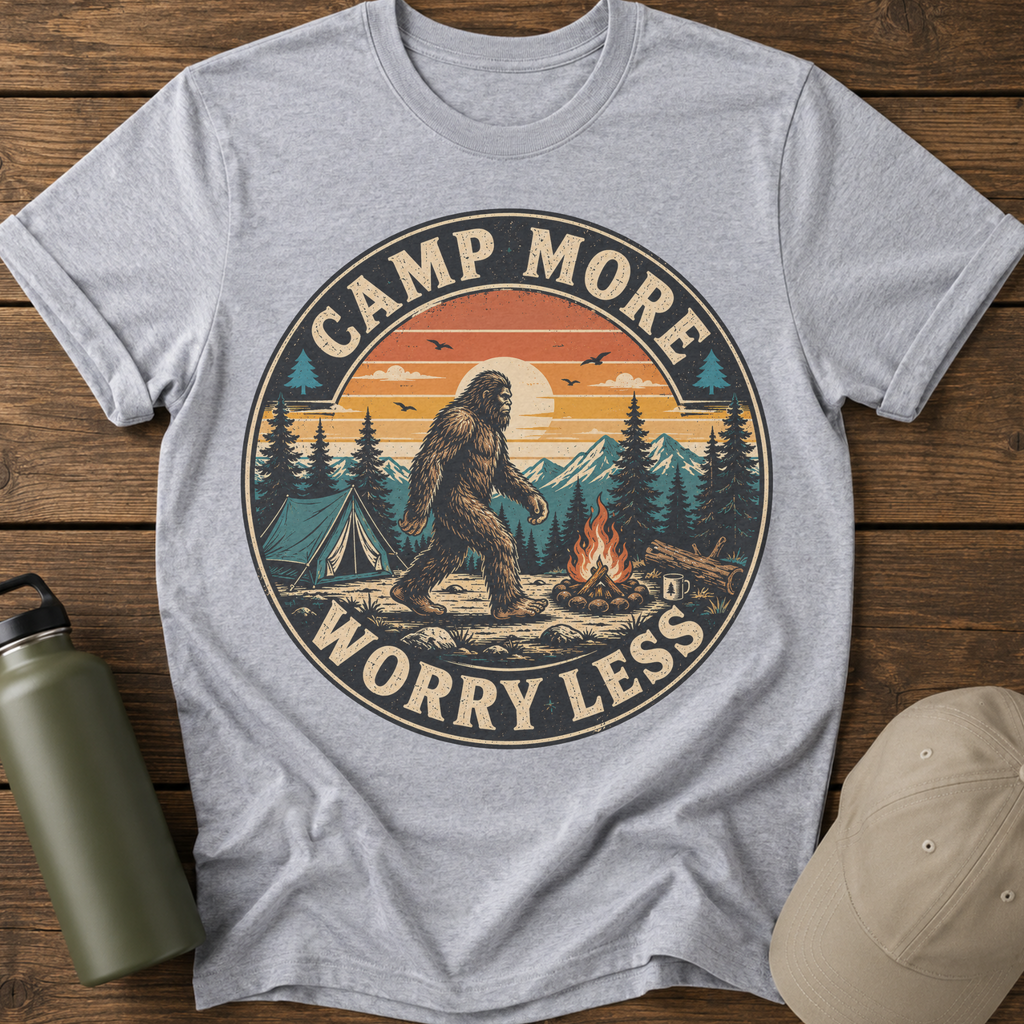 Camp More Worry Less Vintage Retro T‑Shirt