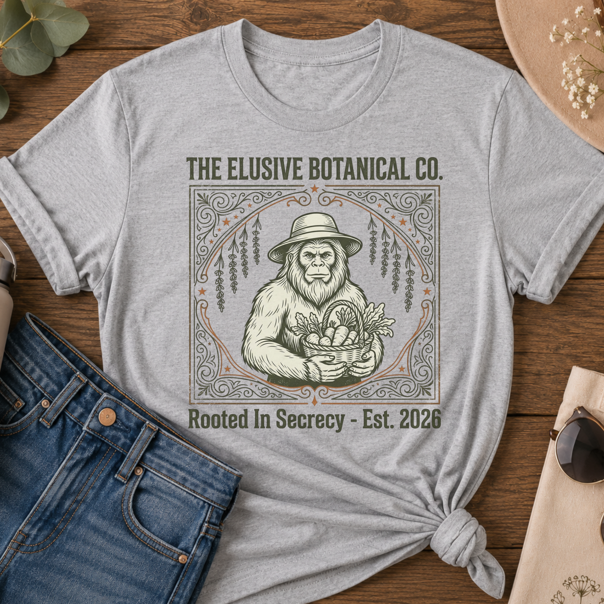 Elusive Botanical Gardening Vintage Sasquatch T-Shirt