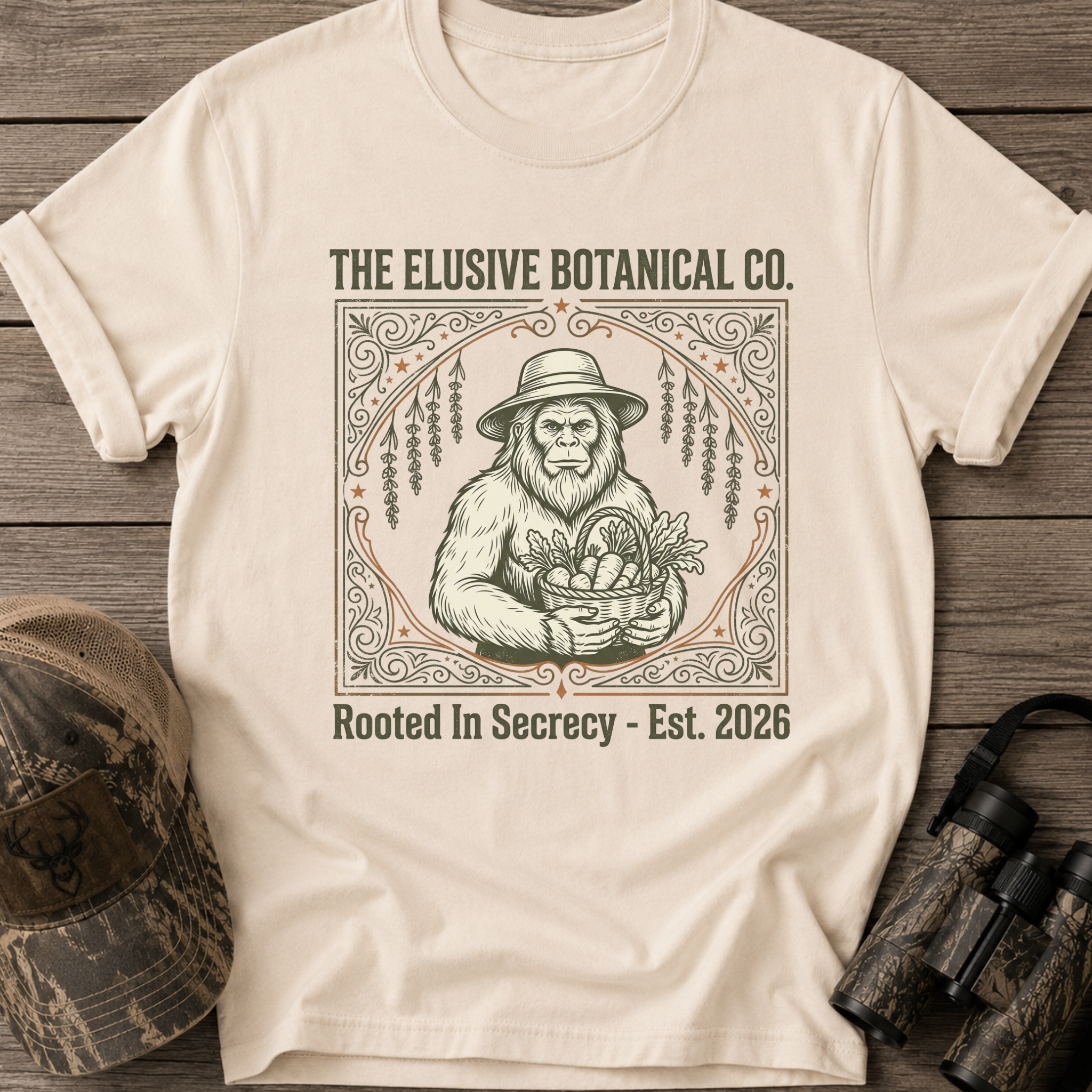 Elusive Botanical Gardening Vintage Sasquatch T-Shirt