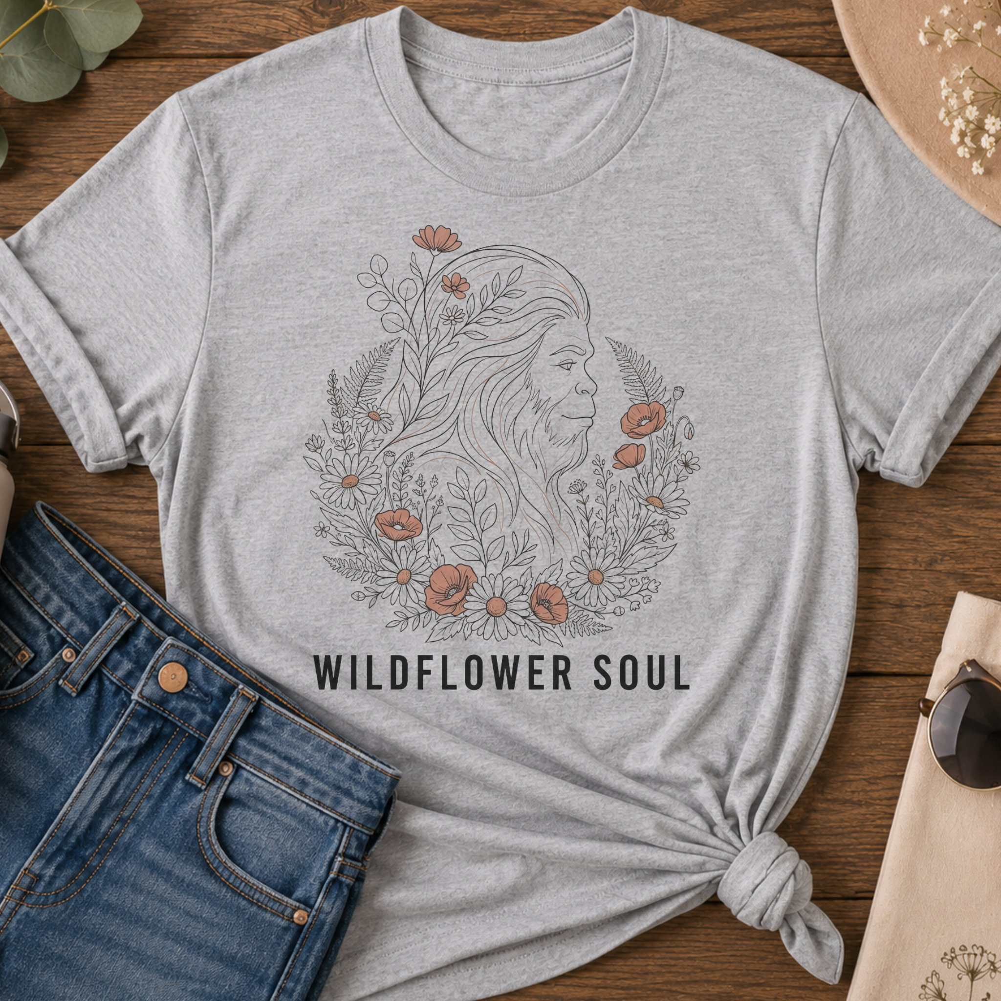 Wildflower Soul Boho Floral Bigfoot T-Shirt
