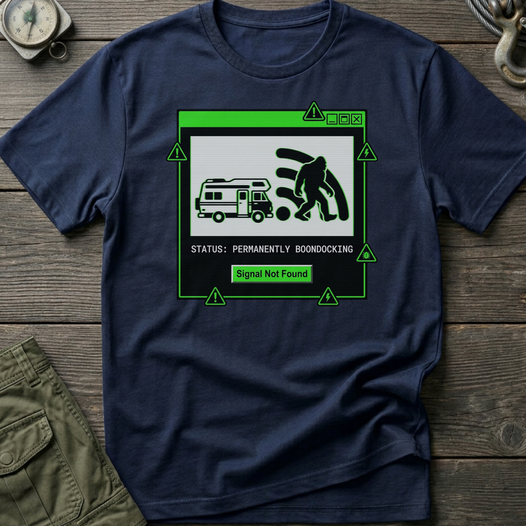 RV Sasquatch Signal Not Found Camper T-Shirt