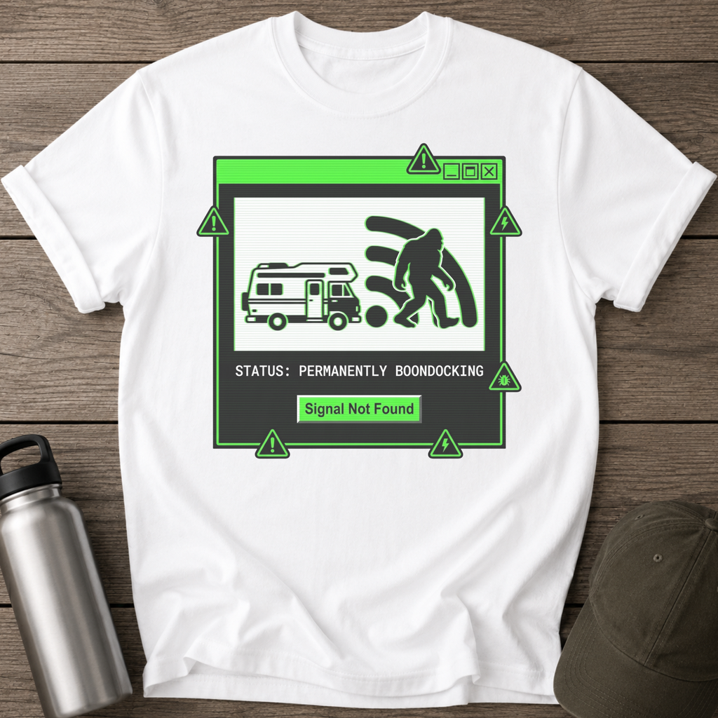 RV Sasquatch Signal Not Found Camper T-Shirt