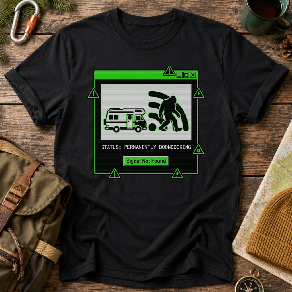 RV Sasquatch Signal Not Found Camper T-Shirt