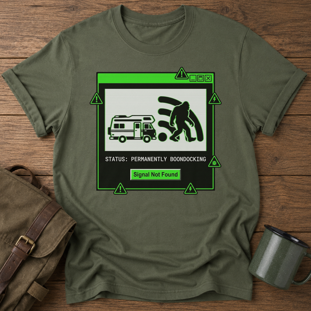 RV Sasquatch Signal Not Found Camper T-Shirt