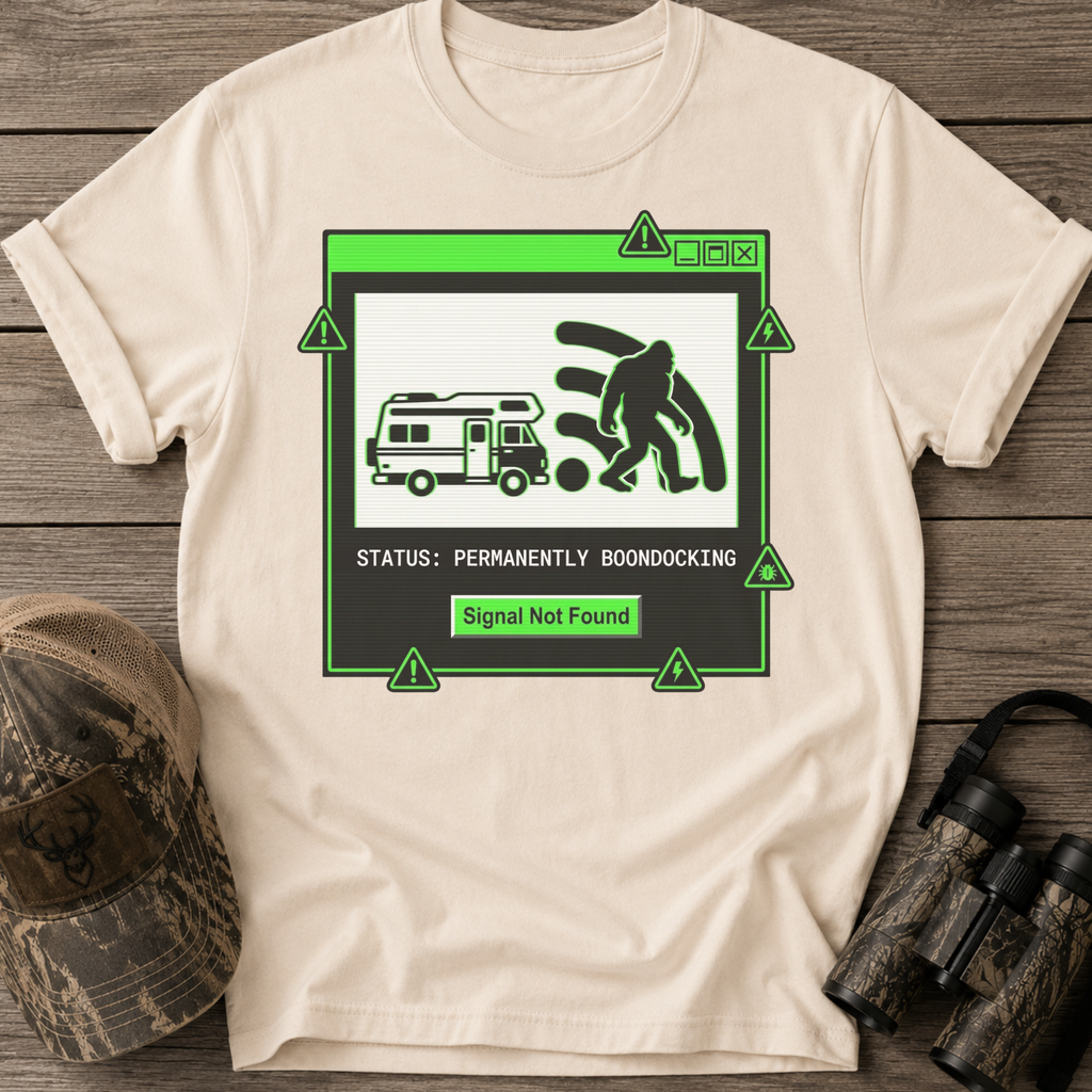 RV Sasquatch Signal Not Found Camper T-Shirt