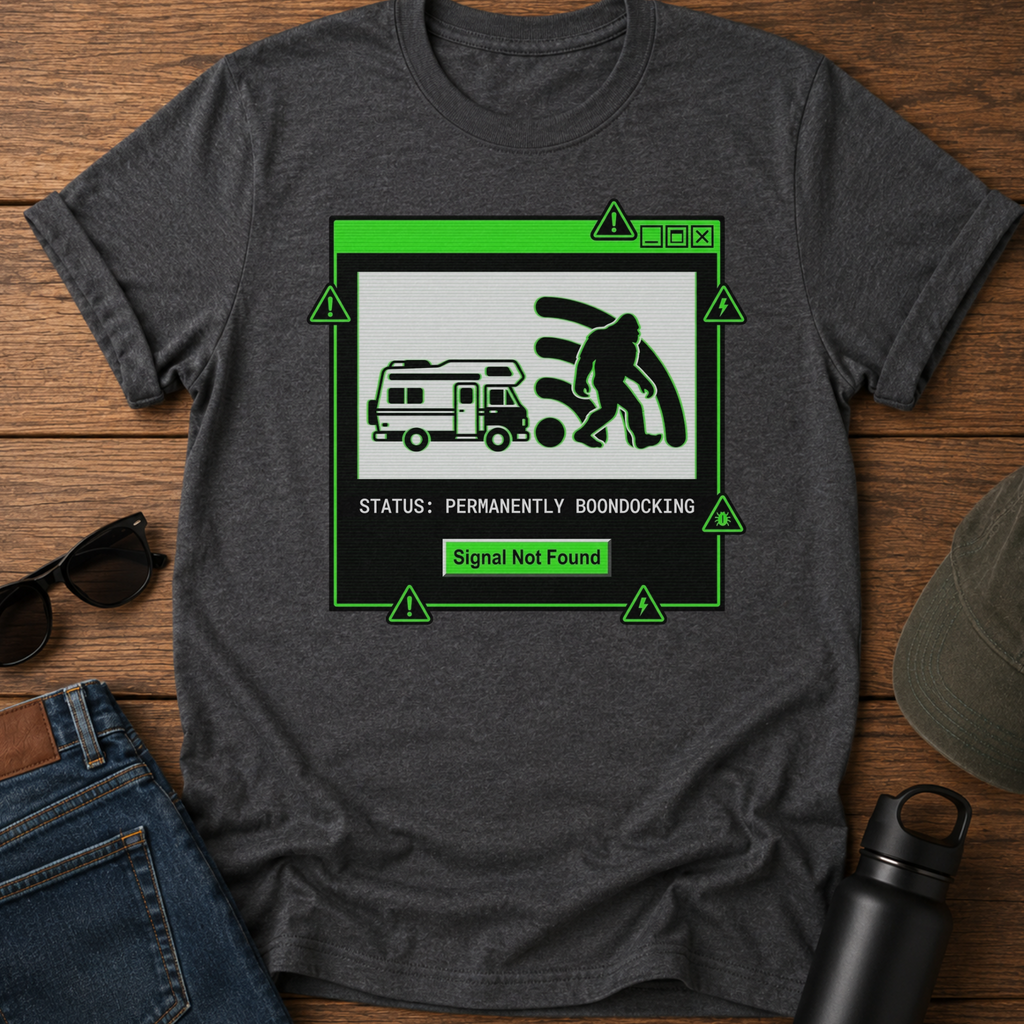 RV Sasquatch Signal Not Found Camper T-Shirt