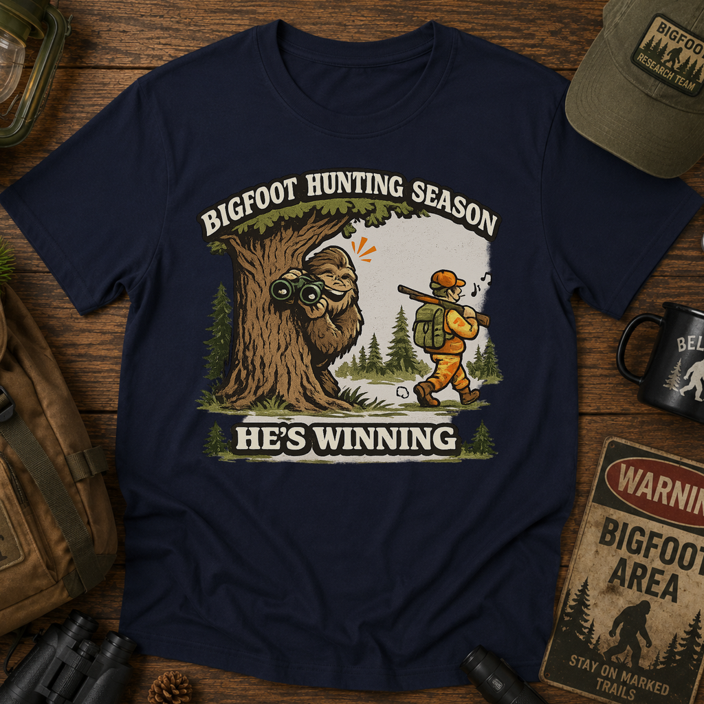 Bigfoot Hunting Season Funny T-Shirt