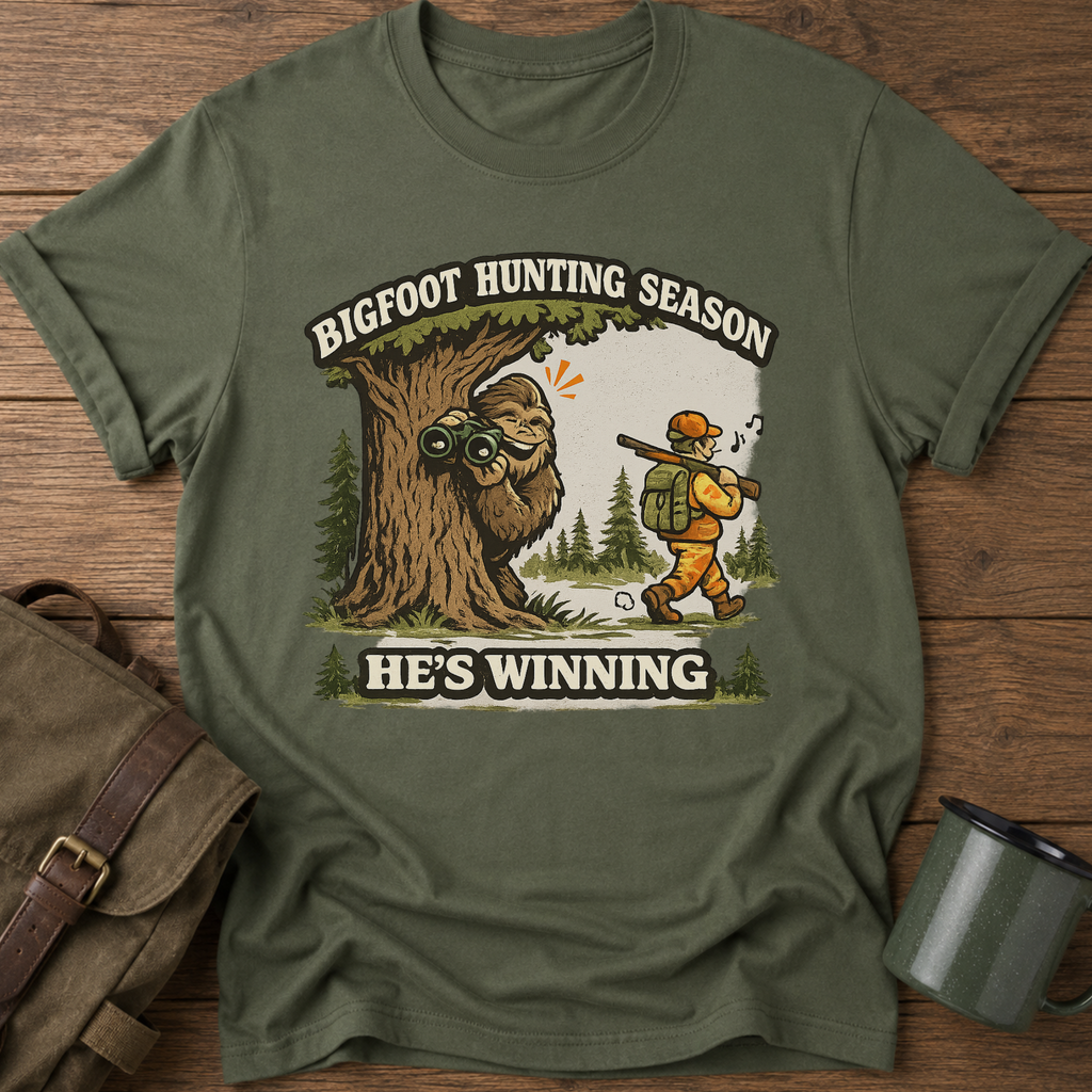 Bigfoot Hunting Season Funny T-Shirt
