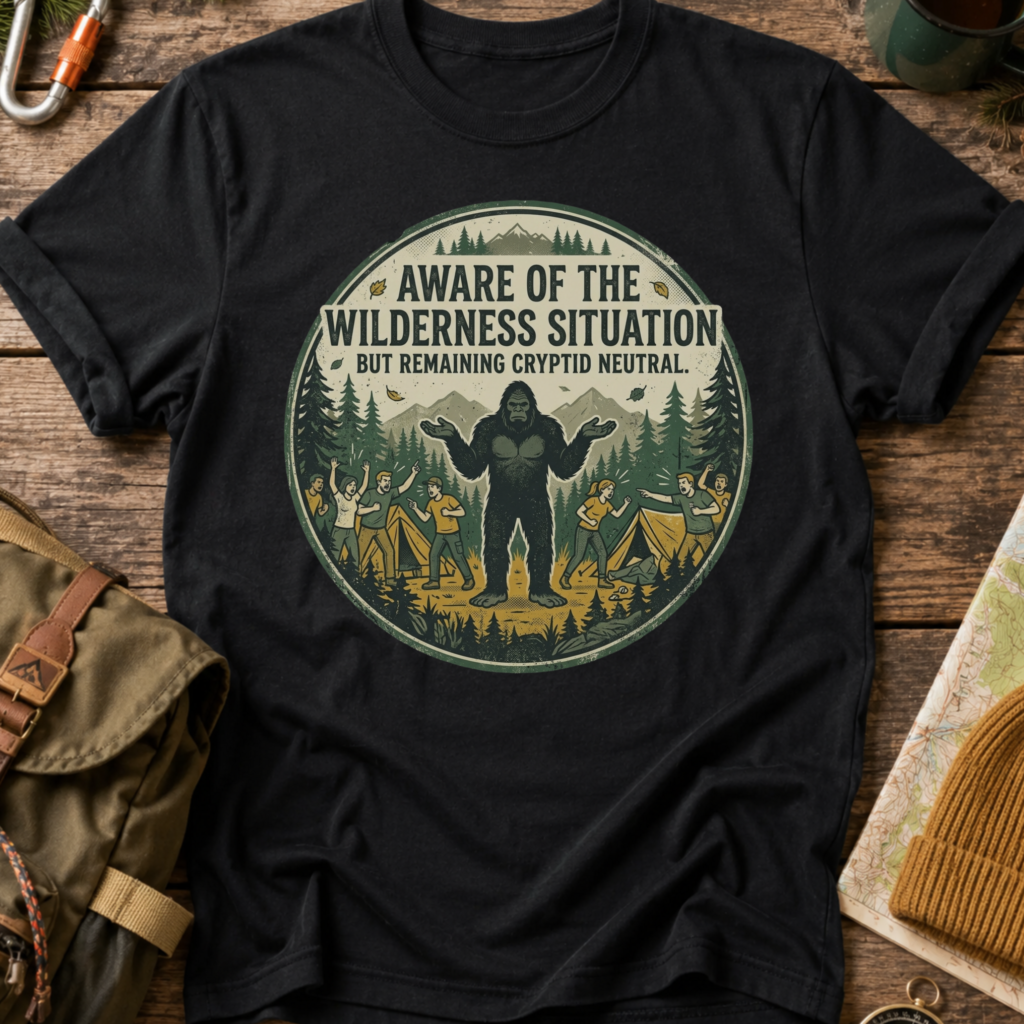 Aware of the Wilderness Situation but Remaining Cryptid Neutral Bigfoot T-Shirt